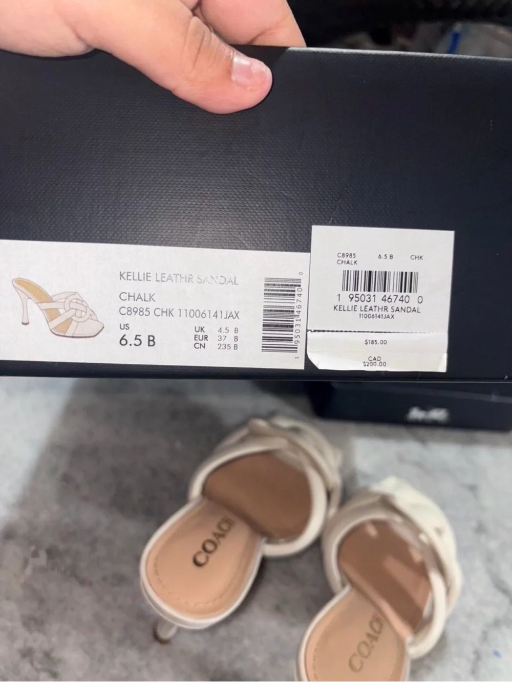 Coach Kellie leather sandals in cream & white, size US 6.5